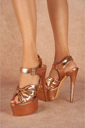 Amor Bakır Deri Yüksek Topuklu Kadın Ayakkabı
