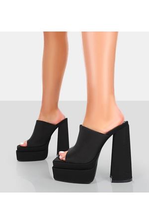Victorias Siyah Saten Platform Kadın Ayakkabı