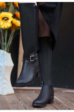 Emrat Siyah Cilt Topuklu Çizme