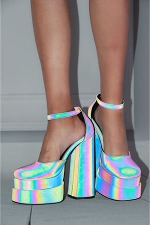 Figoc Reflöktör Çift Platform Tasarım Kadın Ayakkabı 