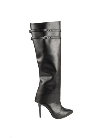 Velaaar Siyah Cilt Tasarım Kadın Çizme Yüksek Topuklu Ayakkabı