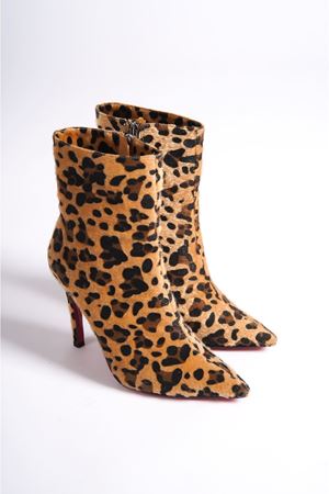 Leopar Togi Stiletto İnce Topuklu Kadın Bot