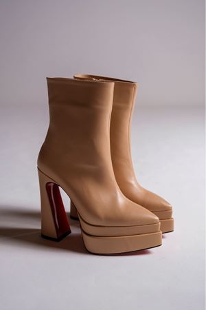 Nude Çift Platform Özel Tasarım Kadın Bot Ayakkabı Mojo