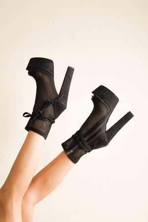 Siyah Parisa Süet Yüksek Topuklu Ayakkabı