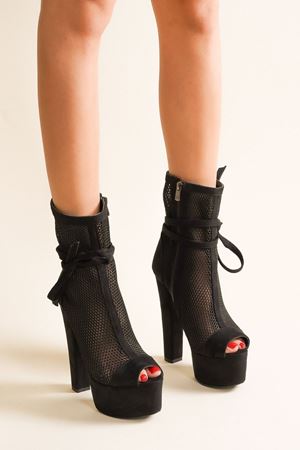 Siyah Parisa Süet Yüksek Topuklu Ayakkabı