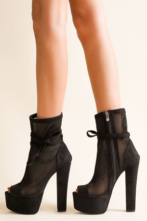 Siyah Parisa Süet Yüksek Topuklu Ayakkabı