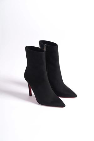 Siyah Süet Togi Stiletto İnce Topuklu Kadın Bot