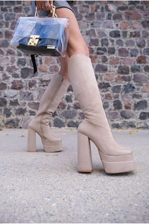 Ten Süet Tasarım Çift Platform Kadın Ayakkabı Penny