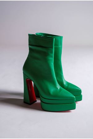 Yeşil Çift Platform Özel Tasarım Kadın Bot Ayakkabı Mojo