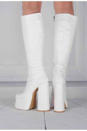 Beyaz Tasarım Çift Platform Kadın Ayakkabı Penny