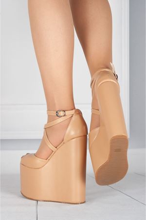 Oxxo Nud Cilt Dolgu Topuklu Kadın Ayakkabı