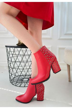 Yoont Kırmızı Cilt Topuklu Bot