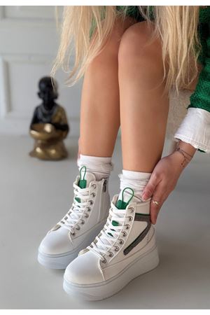 Joila Beyaz Cilt Yeşil Detaylı Bot