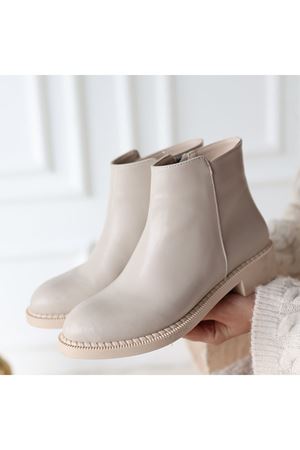 Moed Bej Cilt Topuklu Bot