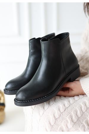 Moed Siyah Cilt Topuklu Bot