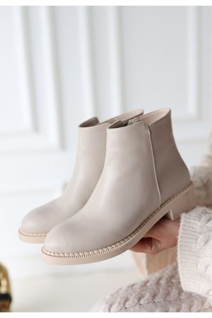 Moed Bej Cilt Topuklu Bot