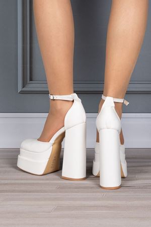 Beyaz Çift Platform Tasarım Kadın Ayakkabı Figoc