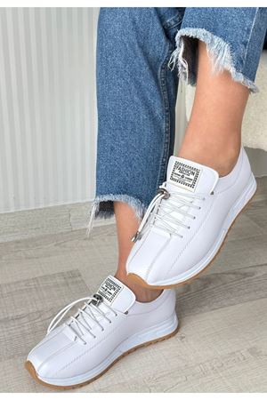Monya Beyaz Cilt Bağcıklı Spor Ayakkabı