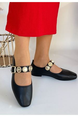 Koope Siyah Cilt Babet Ayakkabı