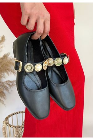 Koope Siyah Cilt Babet Ayakkabı