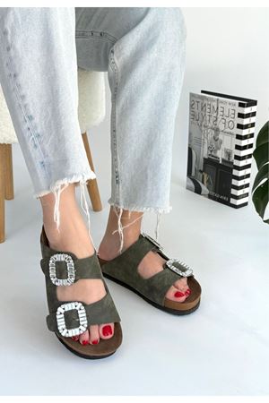 Nool Yeşil Nubuk Terlik