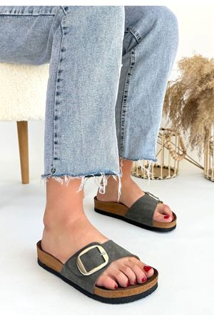 Zooy Yeşil Nubuk Terlik