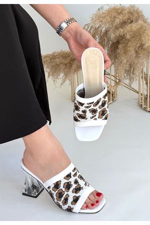 Evra Zebra Triko Topuklu Terlik