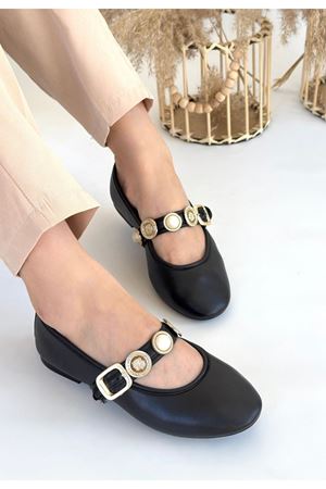Atnis Siyah Cilt Babet Ayakkabı