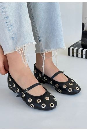 Tinta Siyah Cilt Babet Ayakkabı