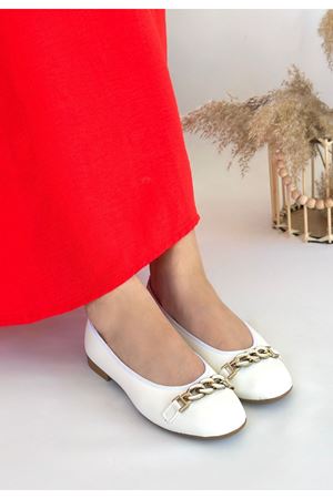 Cleo Beyaz Cilt Babet Ayakkabı