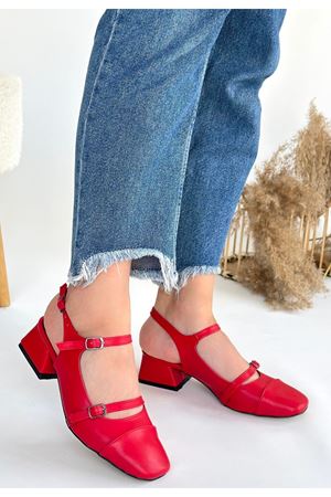 Doran Kırmızı Cilt Topuklu Ayakkabı