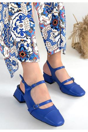 Doran Mavi Cilt Topuklu Ayakkabı