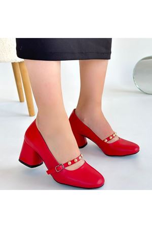 Tino Kırmızı Cilt Topuklu Ayakkabı