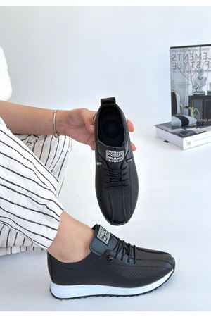 Fiert Siyah Cilt Bağcıklı Spor Ayakkabı