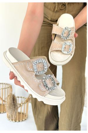 Juana Bej Nubuk Taşlı Terlik