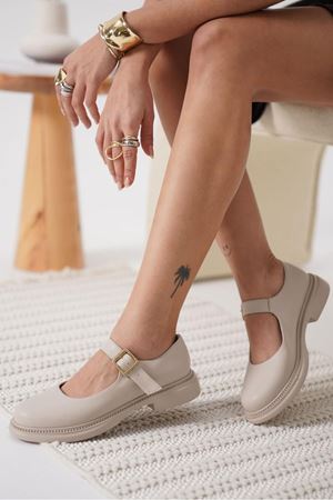 Yokox Bej Cilt Oxford Ayakkabı