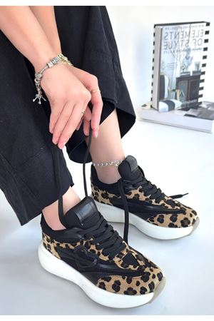 Mark Leopar Süet Bağcıklı Spor Ayakkabı