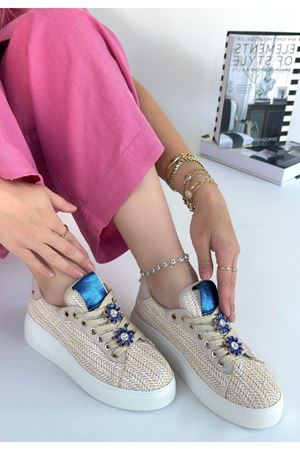 Iwer Bej Hasır Dokumalı Bağcıklı Spor Ayakkabı