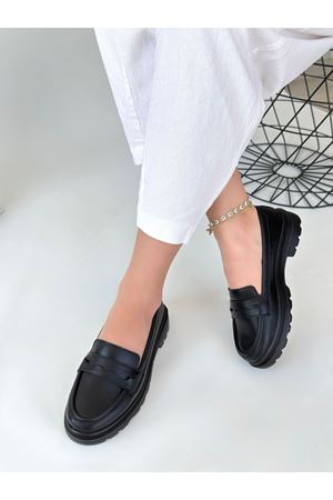 Narli Siyah Cilt Oxford Ayakkabı