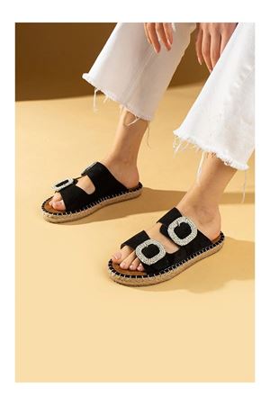 Hertas Siyah Nubuk Tokalı Terlik