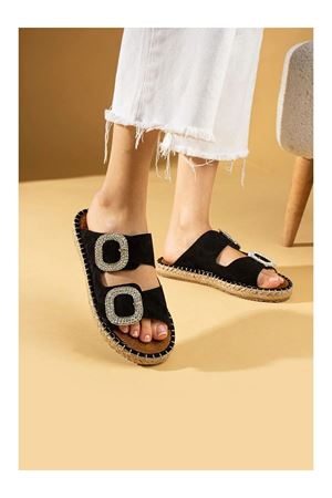 Hertas Siyah Nubuk Tokalı Terlik