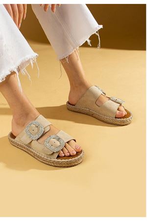 Hertas Bej Nubuk Tokalı Terlik