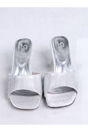 Luart Gümüş Simli Topuklu Terlik