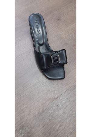 Veor Siyah Cilt Topuklu Terlik