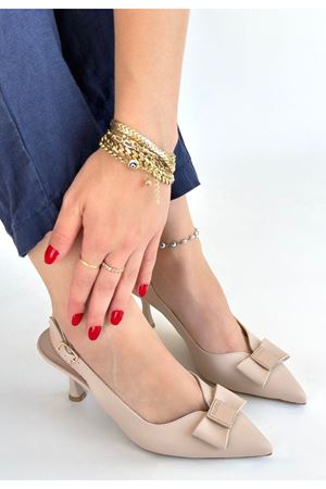 Leyya Bej Cilt Topuklu Ayakkabı