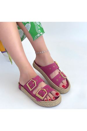 Loera Pemba Nubuk Çift Tokalı Terlik