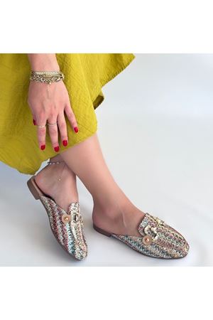 Yenda Renkli Dokumalı Terlik