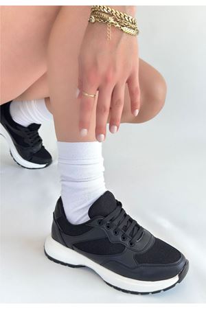 Slar Siyah Cilt Bağcıklı Spor Ayakkabı