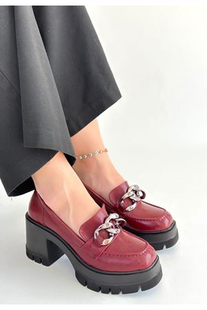 Winar Bordo Rugan Doldu Topuk Ayakkabı