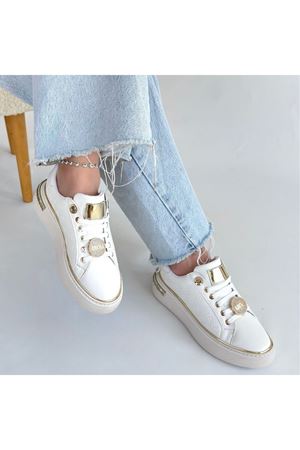 Jlar Beyaz Cilt Bağcıklı Spor Ayakkabı